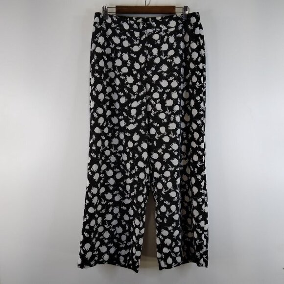 Vince Camuto Black and White Floral Wide Leg Pant Size 14 - Picture 3 of 12